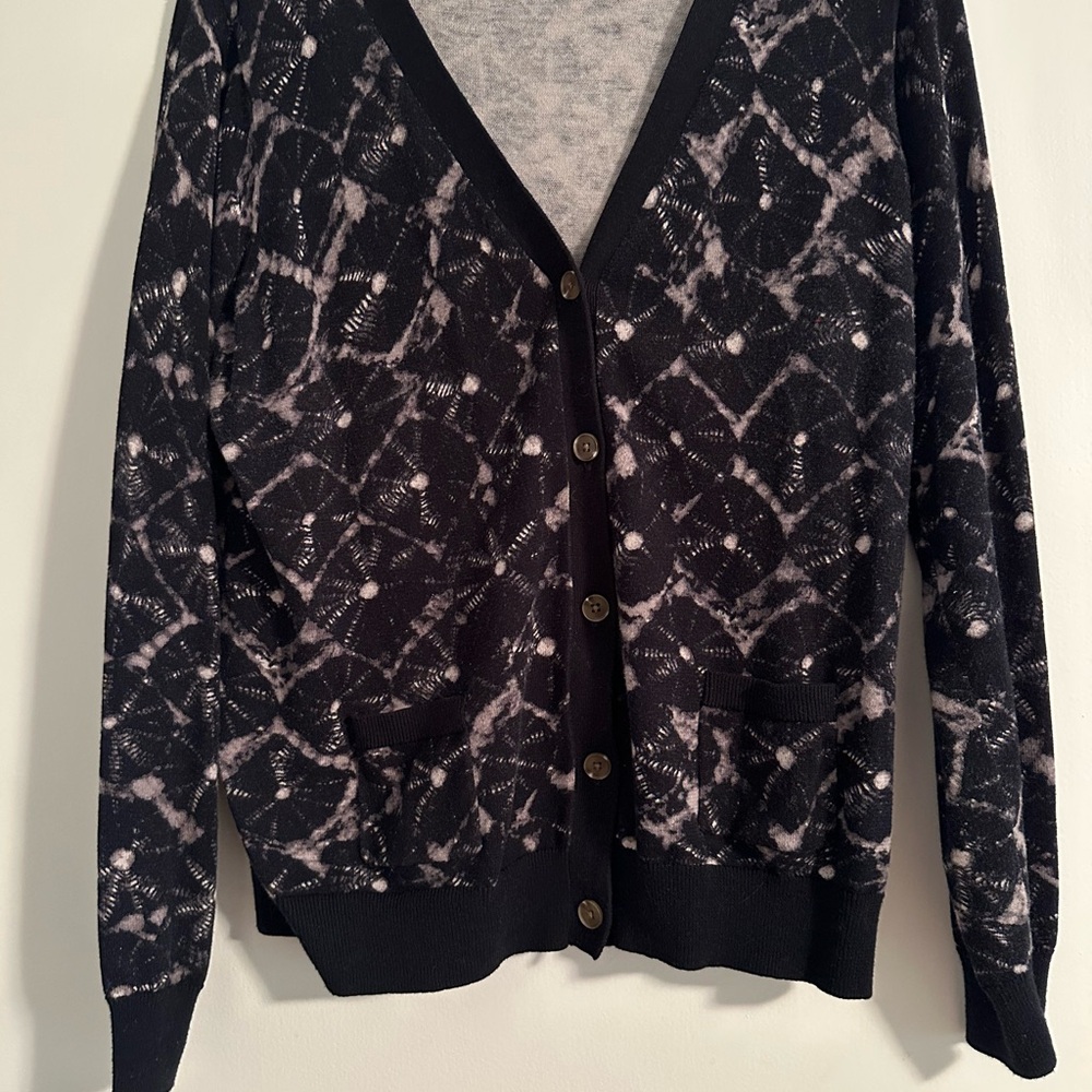 Thakoon Black and Cream Geometric Cardigan